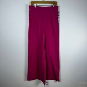 New York & Company Sailor Pants Womens 8 Pink Magenta Wide Leg High Rise Stretch